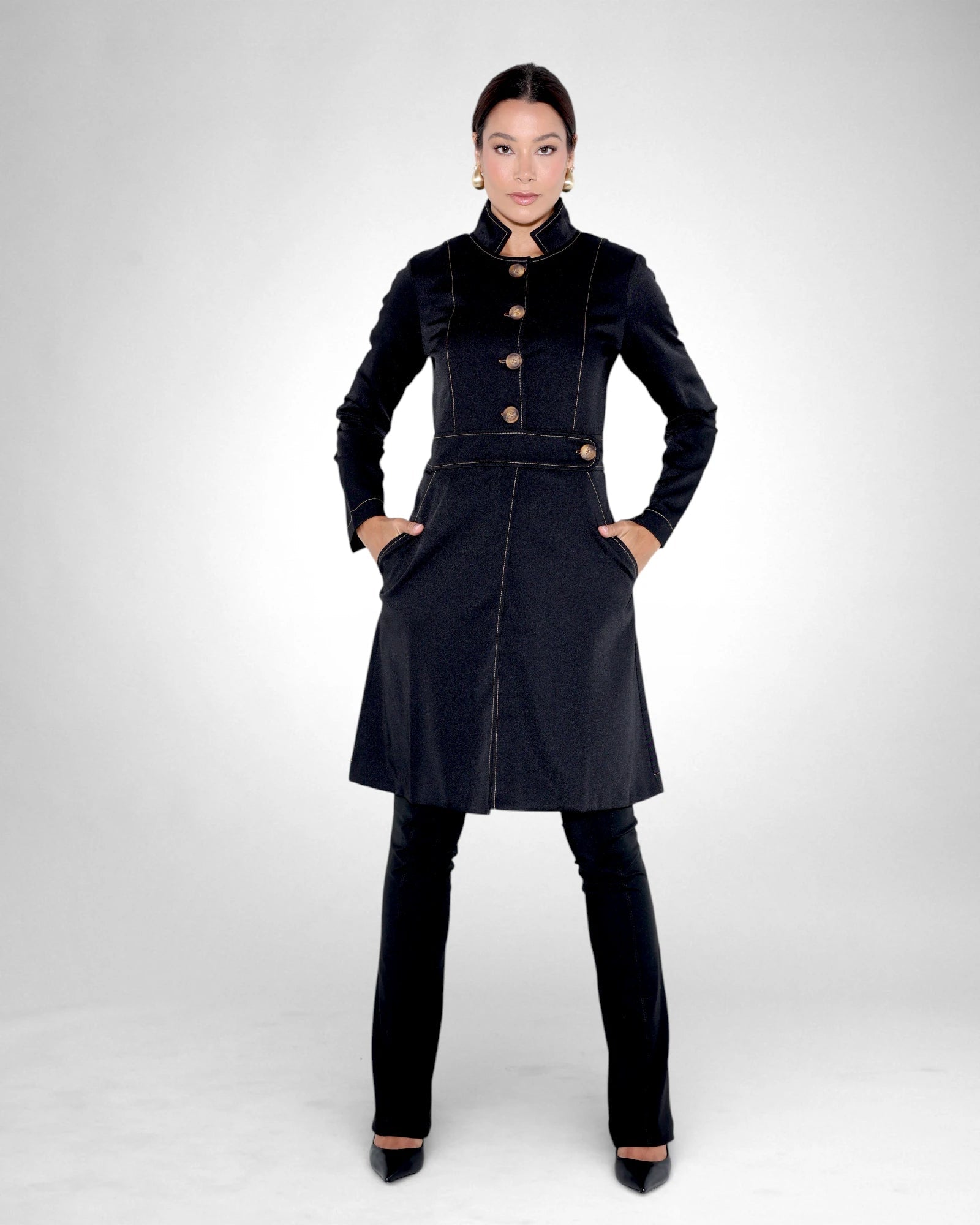 Jaleco Paola I Preto + Caramelo - HOLI