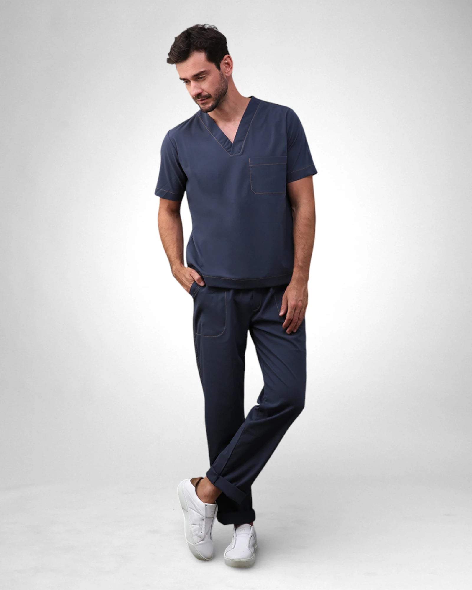 Scrub Slim I Azul Denin + Caramelo - HOLI