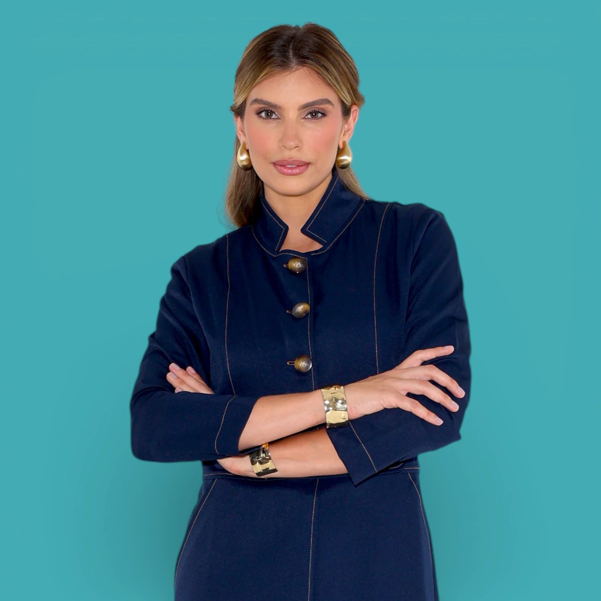 Jaleco Paola I Marinho + Caramelo - HOLI