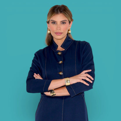 Jaleco Paola I Marinho + Caramelo - HOLI