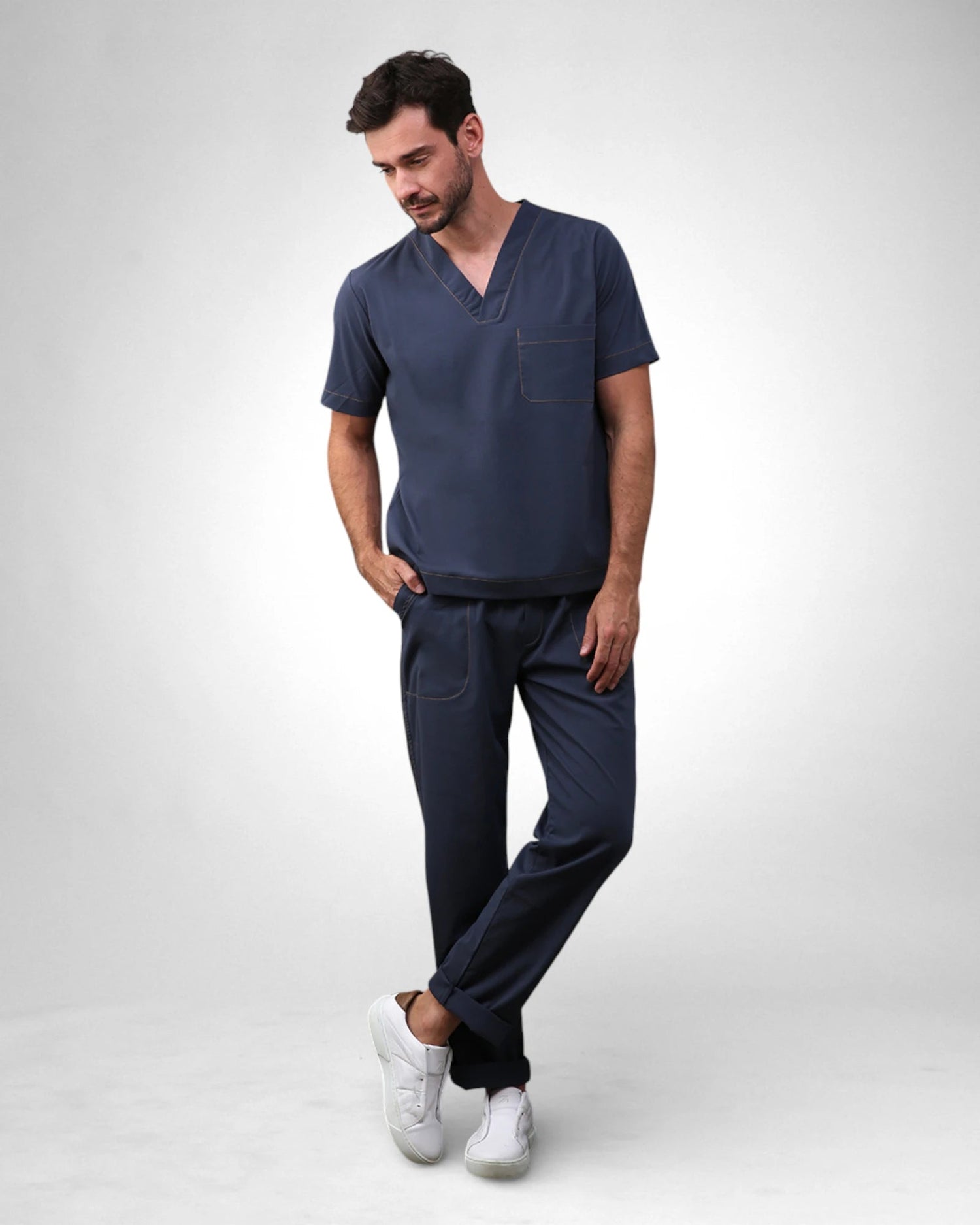 Scrub Slim I Azul Denin + Caramelo - HOLI